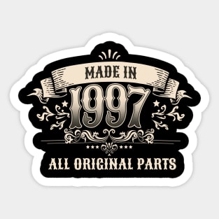 Retro Vintage Birthday Made in 1997 All Original Parts Sticker